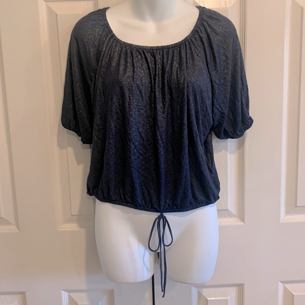 Shiny Blue Dolman Crop Top